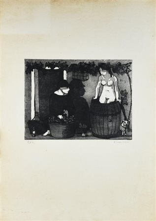 Francesco Tabusso (1930 - 2012) SENZA TITOLO acquaforte-acquatinta, cm 24x31,...