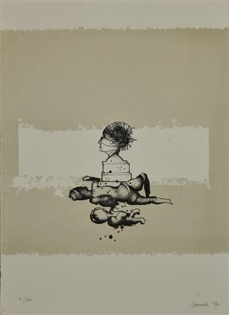 Giuseppe Guerreschi (1929 - 1985) SENZA TITOLO, 1976 litografia, cm 49x35;...