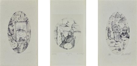 Antonio Possenti (1933 - 2016) LOTTO DI 3 LITOGRAFIE litografia, cm 24x16;...