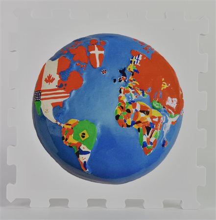 Gianni Cella (1953) DISEGNARE IL MONDO-OMAGGIO A BOETTI stampa UV su FX high...