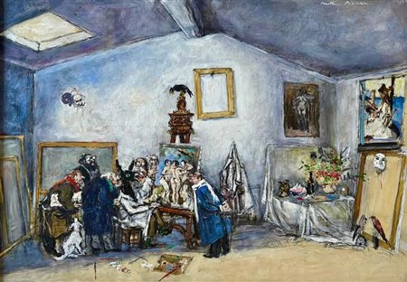 Walter Piacesi “Interno di atelier con genio e supervisori”