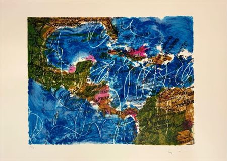 Mario Schifano “Cartina Caraibi” 1996 