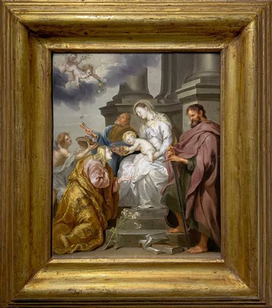 Santa Rosalia con Madonna, Gesù bambino e Santi Pietro e Paolo a latere, 17° secolo