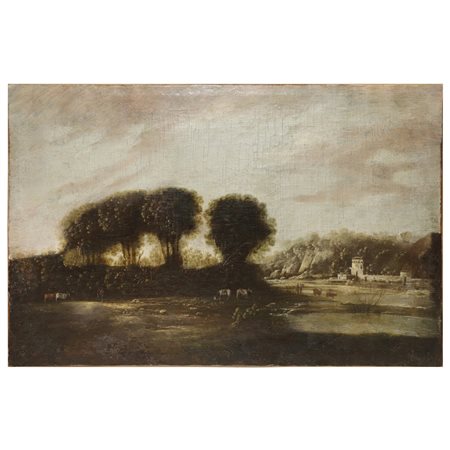 Paesaggio con costruzioni e armenti, fine 18° secolo, fine 19° secolo 