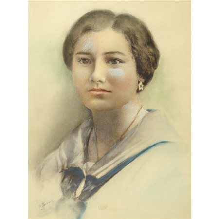 Vittorio Matteo Corcos  (Livorno, 1859 - Firenze, 1933)  Ritratto di donna