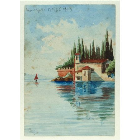Luigi Gioli (San Frediano a Settimo 16 novembre 1855 - Firenze  27 ottobre 1947)  - Lago di Garda-Punta di San Vigilio
