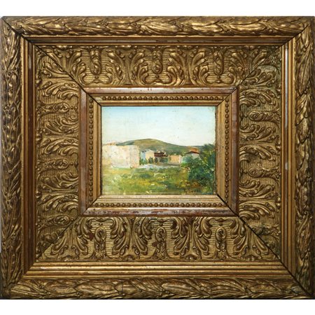 Raffaello Sorbi (Firenze 1844 - Firenze 1931)  - Paesaggio con case
