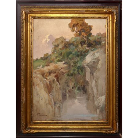 Arturo Bacio Terracina (Napoli 1882 - 1958)  - Tramonto sul fiume