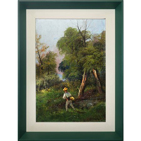 Marco Calderini (Torino 1850 - Torino 1941)  - Cacciatore nel bosco