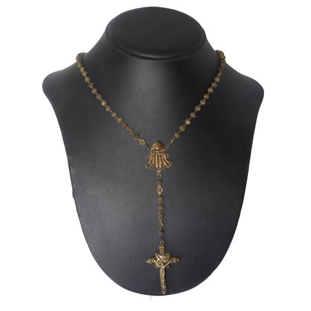 Collana rosario filigranata con Crocifisso in tonalità oro 