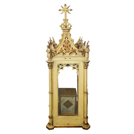 Teca neogotica in legno con 4 Angeli ai lati , Sicily 19° secolo