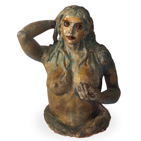 Mezzobusto di donna in terracotta , fine 20° secolo