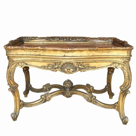 Tavolo basso a jardiniere in legno dorato, 19° secolo