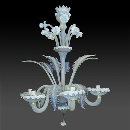 Lampadario in vetro di Murano azzurro