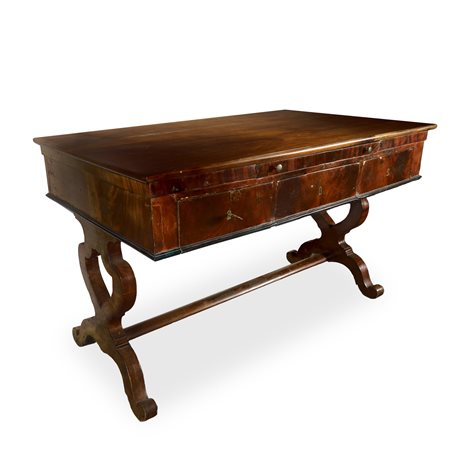 Scrittoio piedi a lira con cassetto e tiretto, 19° secolo