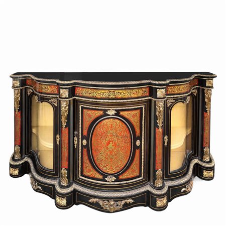 Etagère boulle con bronzi su marquetterie di tartaruga e rame, Napoleon III, France, fine 19° secolo.