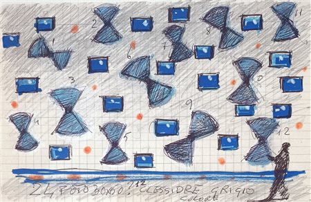 ZAZA MICHELE Molfetta (Bari) 1948 Senza titolo Mista su carta 13,00x20,00...