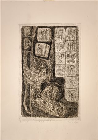 GAJANI CARLO Bazzano (Bo) 1929 Metamorfosi 1963 Incisione acquaforte prova di...