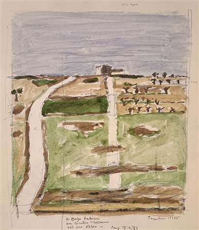 TAMBURI ORFEO Jesi (An) 1910 Paesaggio 1955 Acquarello su carta 26,00x23,00...