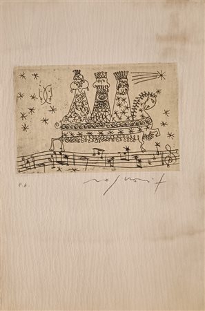 ROGNONI FRANCO Milano (Mi) 1913 Senza titolo 1960 incisione su carta es. p.a....