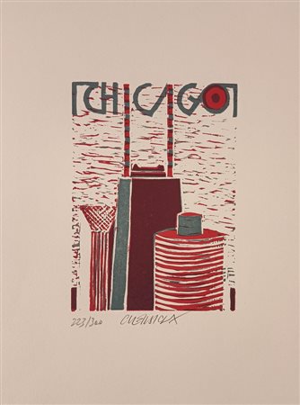 CHERSICLA BRUNO Trieste (Ts) 1937 Chicago Litografia a colori es. 223/300...