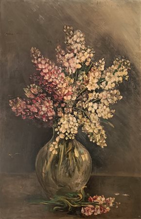 ANONIMO Anonimo (An) Vaso con fiori Olio su legno 80,00x52,00