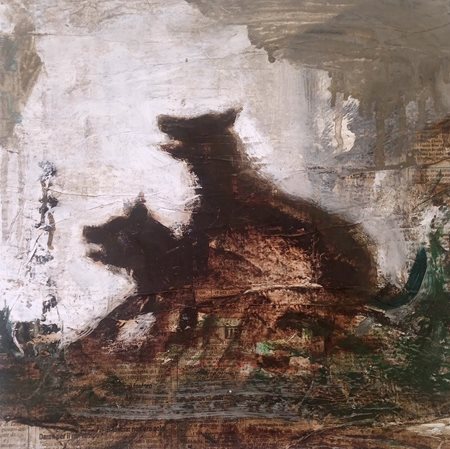 CERRI GIOVANNI Milano (Mi) 1969 Randagi Collage su tela 30,00x30,00 Al retro...