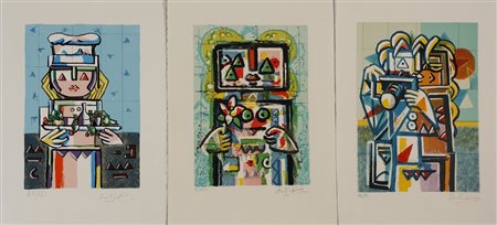 KODRA IBRAHIM Ishëm (Albania) 1918 Senza titolo Serigrafie su carta...