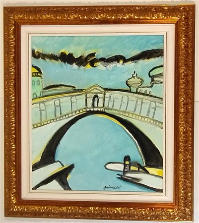 BRINDISI REMO Roma (Roma) 1918 Ponte di rialto Olio su tela 70,00x60,00...