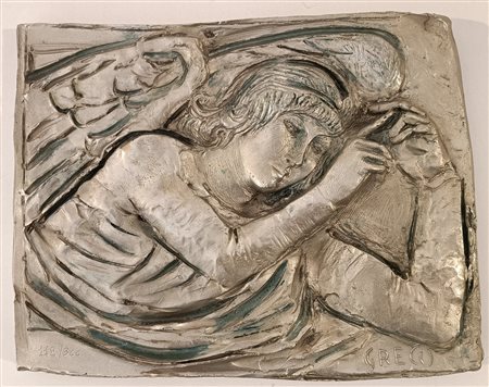 GRECO EMILIO Catania (Ct) 1913 Angelo Bassorilievo in metallo es. 118/300...