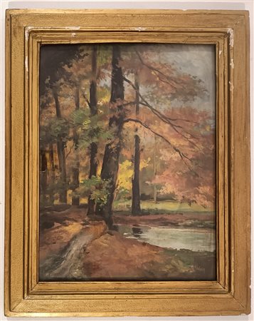 FIRMA INDECIFRATA N.D. ( -) 1900 Paesaggio Olio su tavola 40,00x30,00 Firma...