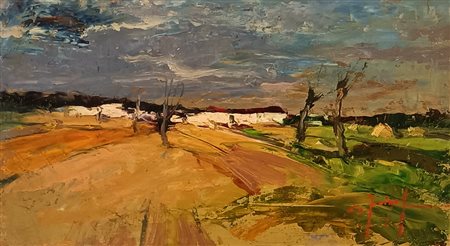 FRIGOLI ERCOLE Maleo (Lo) 1921 Paesaggio lombardo 1982 Olio su tavoletta...