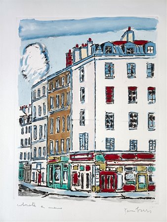 TAMBURI ORFEO Jesi (An) 1910 Parigi Incisione colorata a mano (pezzo unico)...