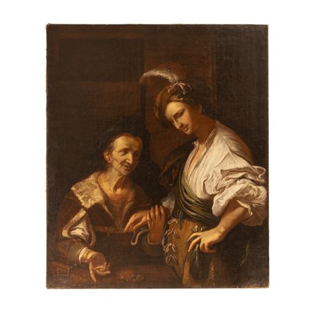 Giacomo Francesco  Cipper (attribuito a) (Feldkirch, 1664 - Milano, 1736) 
Amore a pagamento XVIII secolo
Olio su tela cm 116x97