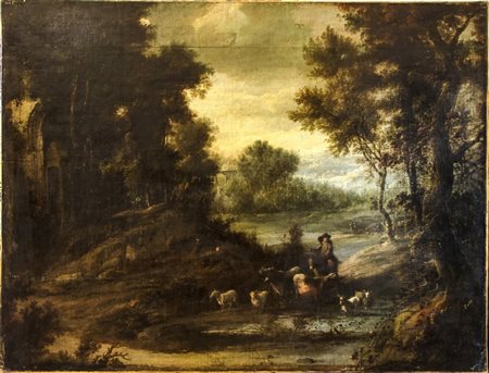 Jan Both (1618 - 1652) 
PAESAGGIO BUCOLICO 
olio su tela 96,5x126,5