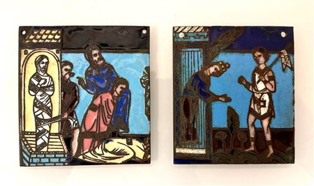  
Coppia di Placche devozionali, realizzate prima del XIX secolo 
rame cm 10.3x9.6, 10.2x9