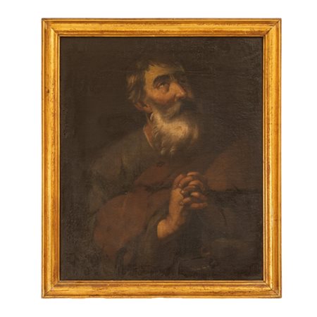  
SANTO IN PREGHIERA  XVII sec
Olio su tela cm 67x56; con cornice cm 76x64,5