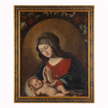  
Madonna con bambino  XVIII secolo
olio su tela cm 80x65; con cornice cm 93x76