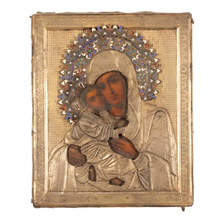  
Icona raffigurante Madonna con Bambino  Fine XIX secolo
 cm 27x22