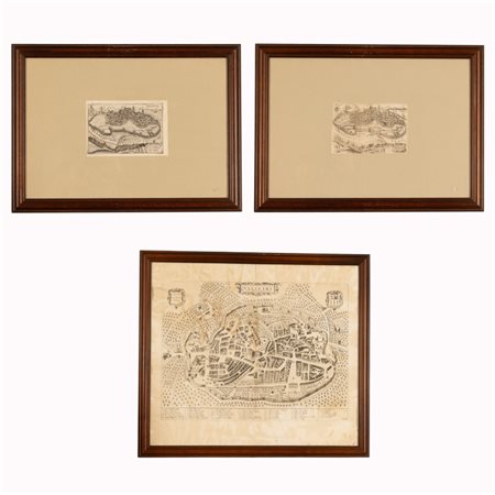  
Lotto di incisioni rappresentanti vedute e mappe della città di Velletri 
 