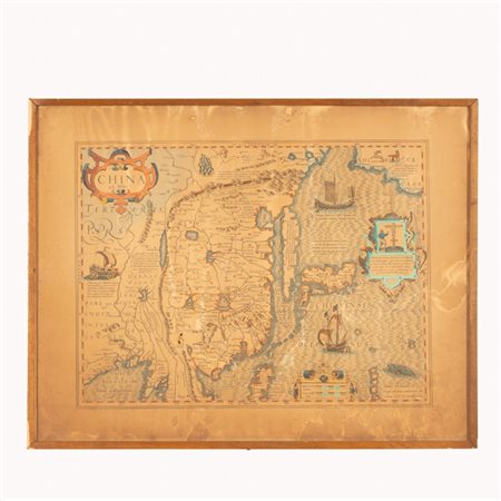  
Stampa  geografica China A. 590 XVII secolo
 cm 42x55; con cornice cm 44,5x57