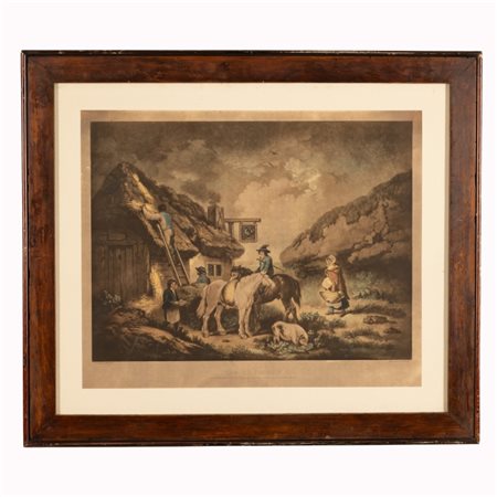 William  Ward (Londra, 1766 - Londra, 1826) 
The Thatcher 
incisione cm 44,5x54,5; con cornice cm 63,5x73,5
