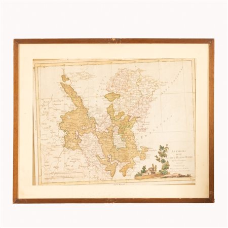  
Cartina Geografica " Li Circli dell'Alto e Basso Reno" 
 luce cm 31x40; con cornice cm 41,5x51