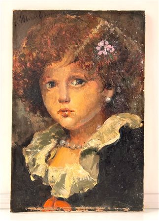 Marino Faliero (1948,  - ) 
Volto di fanciulla 
olio su tavola cm 29,5x19; con cornice cm 51x40,5