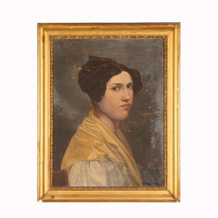 Anna  Micheli Pellegrini  
Autoritratto di Anna Micheli Pellegrini  
 cm 57,5x43,5; con cornice cm 67,5x53