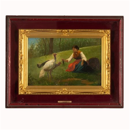 Valerico Laccetti (Vasto, 1836 - Roma, 1903) 
Contadina abruzzese  
olio su tavola cm 23x26; con cornice cm 43x56