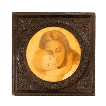  
Amore materno 
maiolica dipinta diametro cm 33