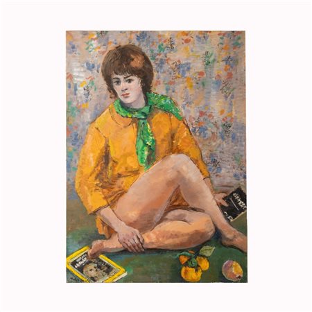 Michele Cascella (Ortona, 07/09/1892 - Milano, 31/08/1989) 
La ragazza americana  
olio su tela cm 102x73; con corice cm 114,5x87,5