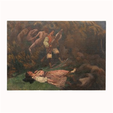 Basilio Cascella (Pescara, 1860 - Roma, 1950) 
Studio preparatorio per "Il suono e il sogno" 
olio su tela cm 92x130