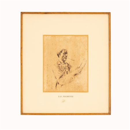 Francesco Paolo Michetti (Tocco da Casauria, 1851 - Francavilla al Mare, 1929) 
 Autoritratto 
china su carta cm 24x19; con cornice 44x38,5